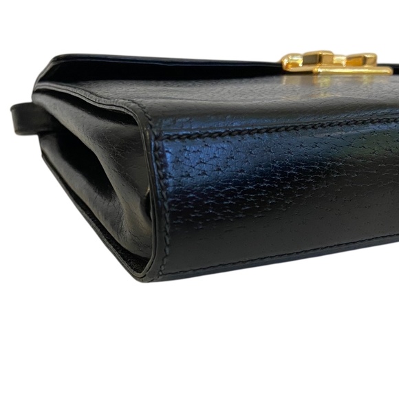 Gucci Black Leather Convertible Crossbody Bag w/ COA - Gold Hardware - Vintage - Picture 7 of 15